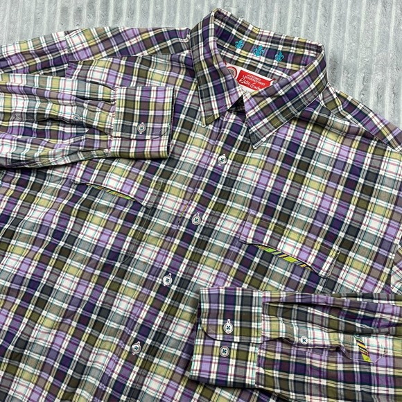 Robert Graham Other - Robert Graham Freshly Laundered Button‎ Up Shirt Men's L Purple Green Plaid Roll